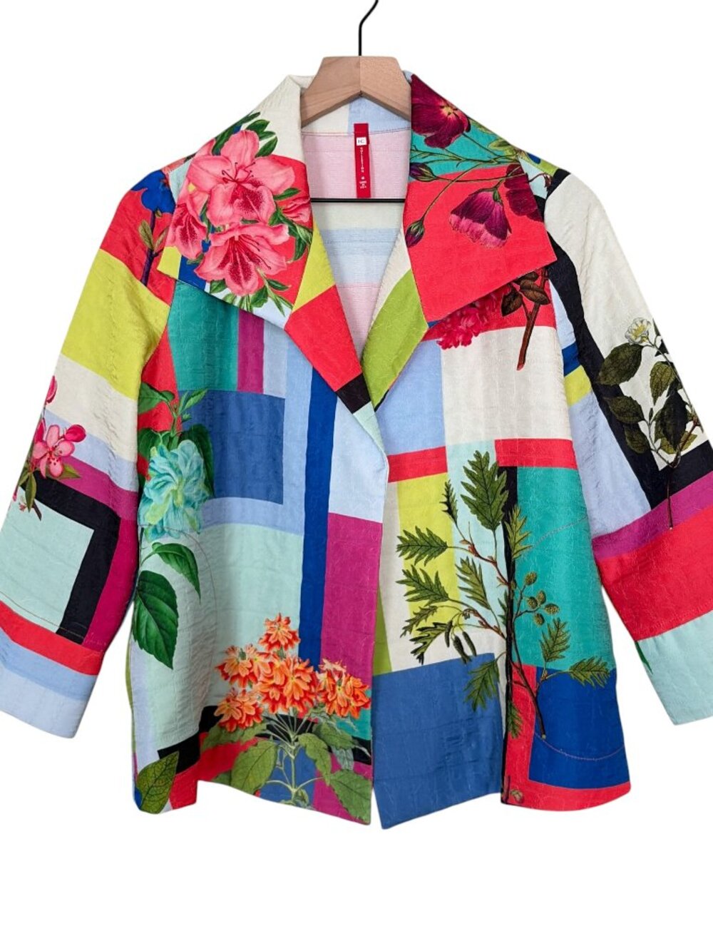 IC Collection By Connie K Multi Print Open Front Jacket - Picture 1 of 7